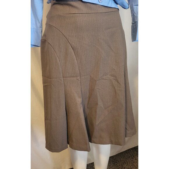 Worthington Fit & Flare Mid Length Skirt Brown & Tans Size 14 Pleated - Picture 1 of 7